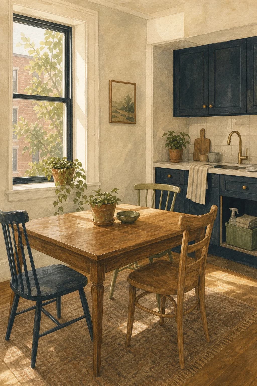 A painted everyday city apartment reset to calm