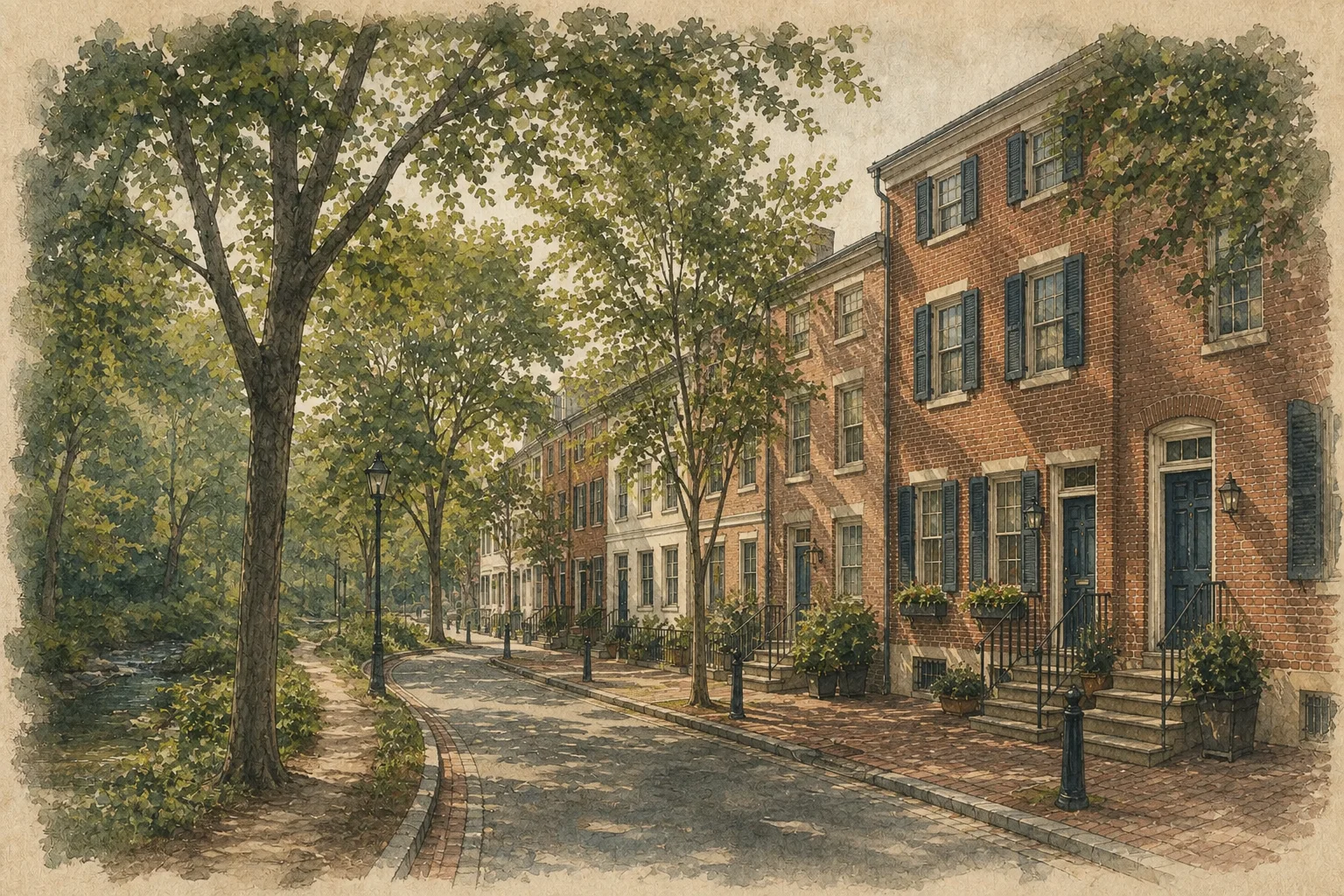 An illustration of Cobbs Creek, Philadelphia