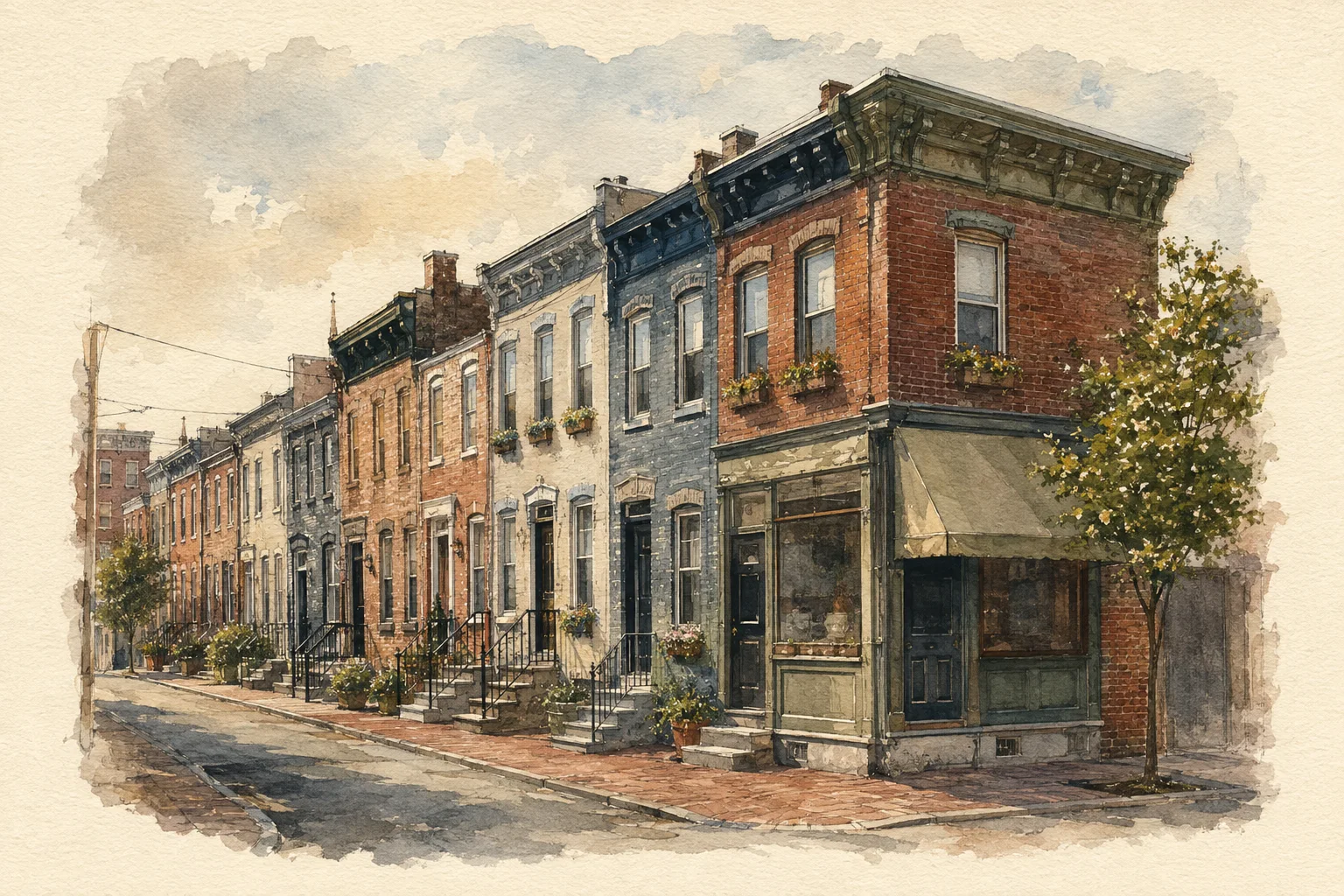 An illustration of Dickinson Narrows, Philadelphia