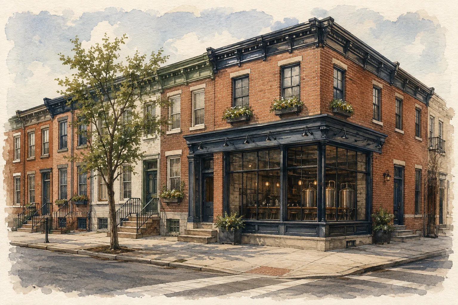 An illustration of Newbold, Philadelphia