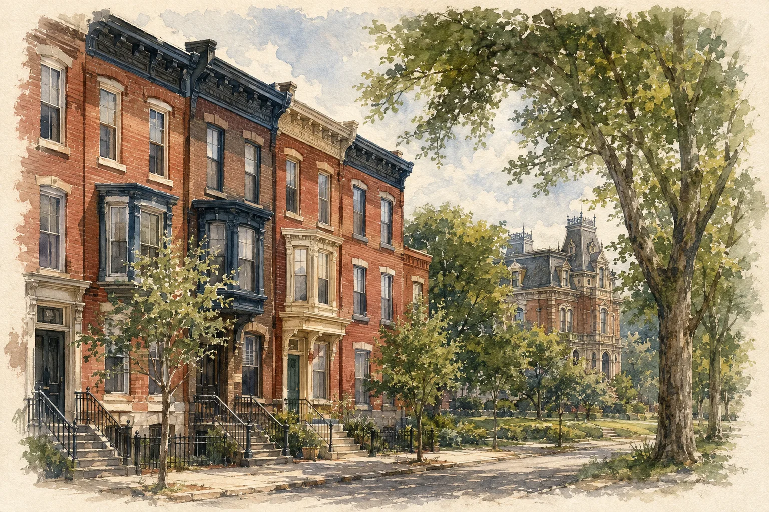 An illustration of Strawberry Mansion, Philadelphia