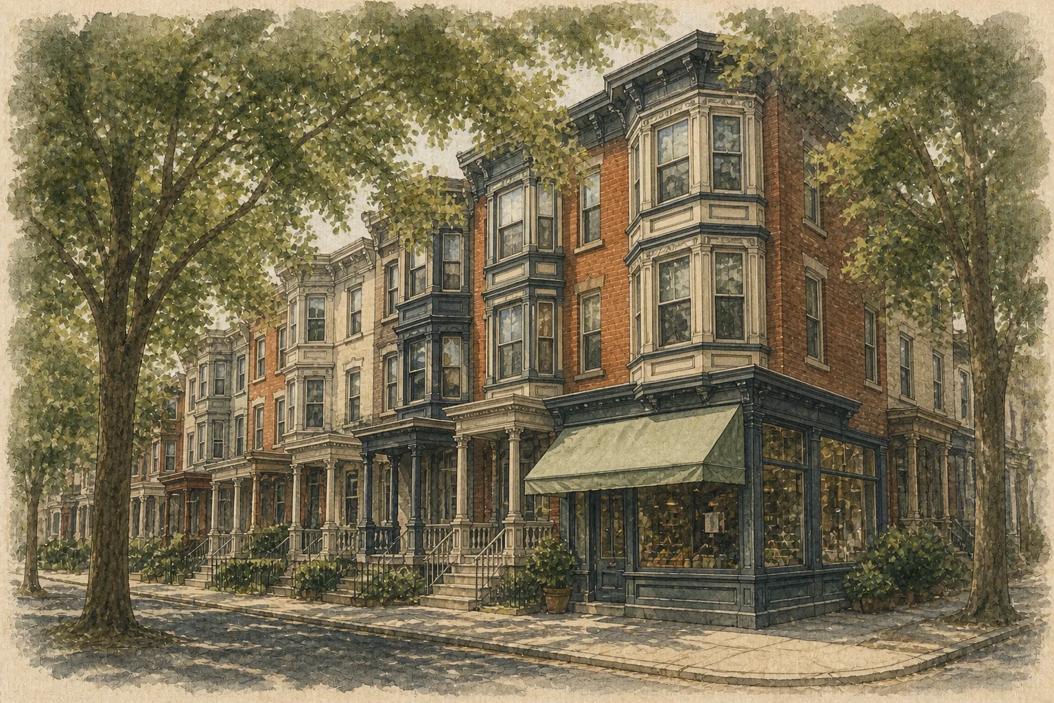 An illustration of Walnut Hill, Philadelphia