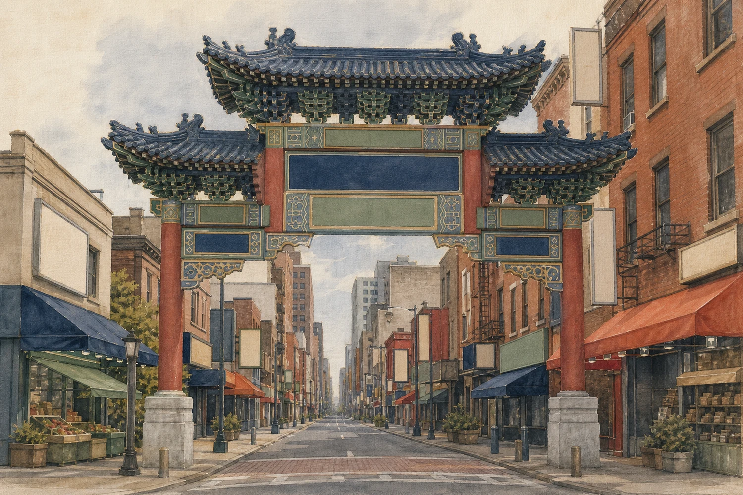 An illustration of Chinatown, Philadelphia