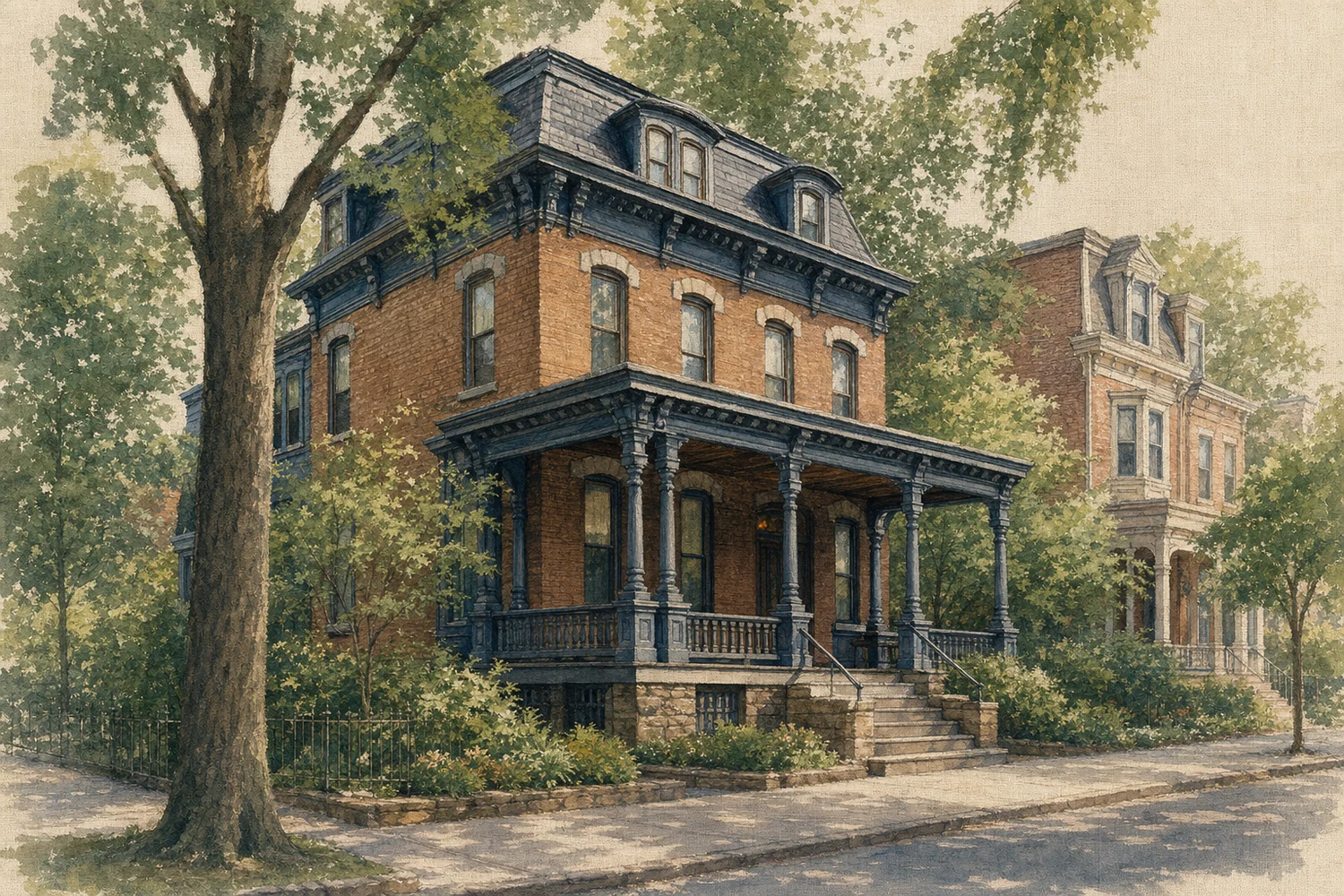 An illustration of Powelton Village, Philadelphia