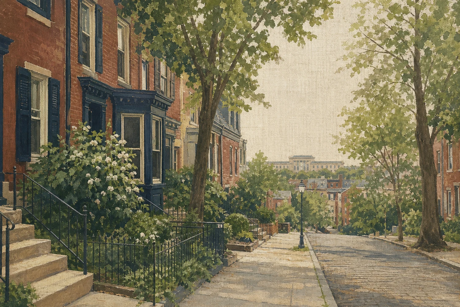 An illustration of Powelton Village, Philadelphia